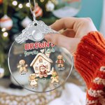 Personlig Snowflake Gingerbread Men House Glass hengende ornament med navn og tekst Tre dekorasjon Morsom julegave til familievenn