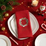 Serviette de Table 100 % Coton Personnalisée avec Initiale Nom et Motif de Couronne Décoration Table Cadeau Noël pour Famille et Amis