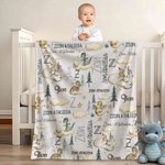 Personlig söt dinosaurie mjuk pläd filt med namn heminredning födelsedag baby shower julklapp för nyfödda barn