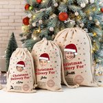 Personalized Christmas Hat Star Elk Large Drawstring Christmas Gift Bag with Name and Photo Christmas Party Gift for Kids Friends