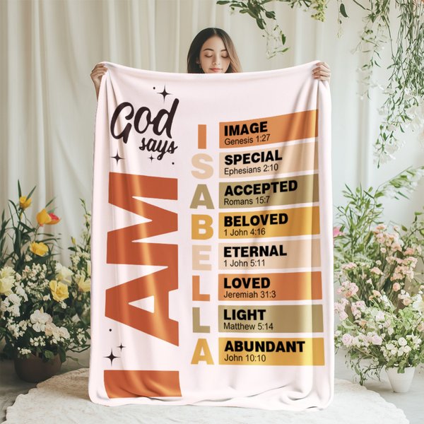 Gepersonaliseerde God Zegt Bijbelvers Zachte Deken met Naam Huisdecoratie Verjaardag Kerstcadeau voor Familie Vrienden Christenen