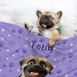 Personalized Cute 3D Cartoon Dog Multicolor Soft Throw Pet Blanket with Name Pet Birthday Adoption Anniversary Gift for Pet Lovers Owners