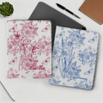 Henkilökohtainen Toile De Jouy Syntymä Flower Pad asia Suojakansi iPad nimi Päivittäinen käyttö Syntymäpäivä Vuosipäivä lahja naisille tytöille
