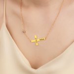 Personalizada Minimalista Cruz Collar con Nombre y Piedra de Nacimiento Dainty Jewelry Birthday Christmas Christening Baptism Gift for Christian
