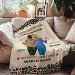 Personalized Leopard Cartoon Mother and Daughter Back View Soft Throw Blanket with Names Home Decor Birthday Gift for Women