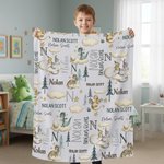 Personlig söt dinosaurie mjuk pläd filt med namn heminredning födelsedag baby shower julklapp för nyfödda barn