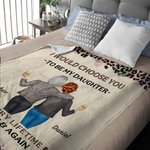 Personalized Leopard Cartoon Mother and Daughter Back View Soft Throw Blanket with Names Home Decor Birthday Gift for Women