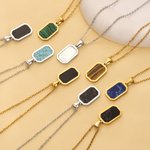 Personalizado Minimalista Cuadrado Imitación Ágata Piedra Collar con Inicial Cumpleaños Aniversario Regalo para Mujer