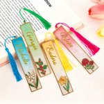 Marcapáginas personalizado con el nombre de la flor de nacimiento y el nombre de la flor de nacimiento para los amantes de los libros Amigos Estudiantes