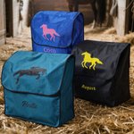 Personalisierte Pferd Silhouette wasserdicht große Kapazität hängende Pferdedecke Tasche mit Namen Pferdesport Geschenk für Pferdeliebhaber
