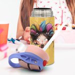 Henkilökohtainen söpö omituinen tyttö sarjakuva 12oz Kid eristetty nimi vesipullo kahvalla ja silikoni olki syntymäpäivä takaisin kouluun lahja tytöille