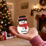 Personalized Cute 1-10 Snowmen Decoration with Name and Wooden Base Home Decor Christmas Gift for Family