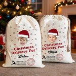 Personalized Christmas Hat Star Elk Large Drawstring Christmas Gift Bag with Name and Photo Christmas Party Gift for Kids Friends