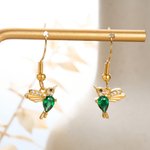 Colibrí personalizado Zircon Pendientes con piedra de nacimiento Joyería delicada Cumpleaños Aniversario Regalo de Navidad para las mujeres