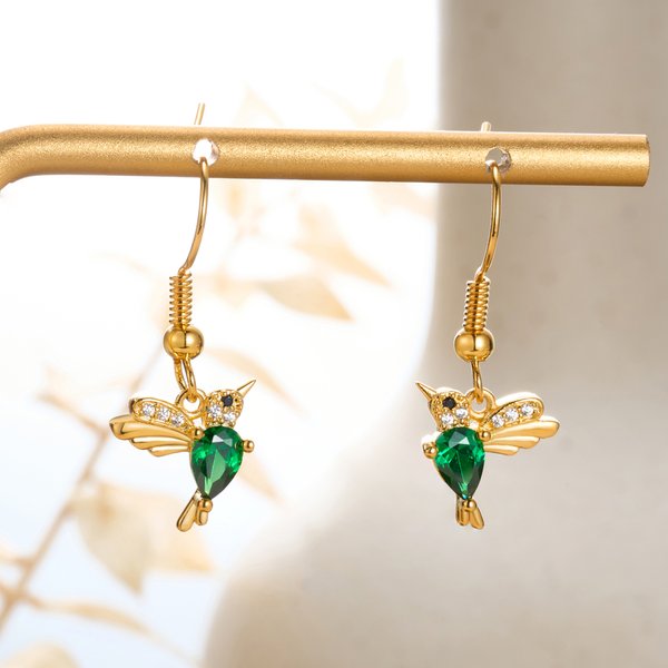 Colibrí personalizado Zircon Pendientes con piedra de nacimiento Joyería delicada Cumpleaños Aniversario Regalo de Navidad para las mujeres
