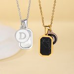 Personalizado Minimalista Cuadrado Imitación Ágata Piedra Collar con Inicial Cumpleaños Aniversario Regalo para Mujer