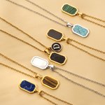 Personalizado Minimalista Cuadrado Imitación Ágata Piedra Collar con Inicial Cumpleaños Aniversario Regalo para Mujer