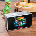 Personalized Dinosaur Off-Road Vehicle Food Grade Metal Biscuit Tin Box with Name Birthday Christmas Gift for Kids