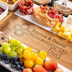 Personalized Engraved Floral Name Date Acacia Marble 11 Pcs Cutting Board Coaster Set with Ceramic Bowl Ship from USA Housewarming Gift for Family