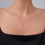 Personalizada Cruz 4 Birthstones Collar Dainty Joyería Bautizo Religioso Cumpleaños Regalo para Cristianos Mujeres