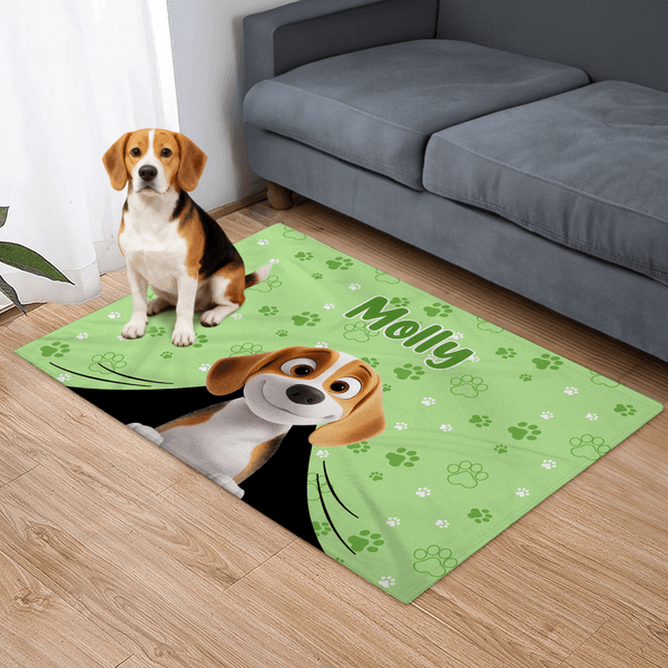 Personalised Cute 3D Cartoon Dog Multicolour Soft Throw Pet Blanket with Name Pet Birthday Adoption Anniversary Gift for Pet Lovers Owners