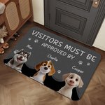Personalised Visitors Must Be Approved By 3D Cartoon Pet Non-Slip Doormat with 1-3 Names Home Decor Birthday Gift for Dog Cat Owners Lovers