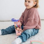 Henkilökohtainen söpö omituinen tyttö sarjakuva 12oz Kid eristetty nimi vesipullo kahvalla ja silikoni olki syntymäpäivä takaisin kouluun lahja tytöille