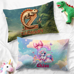 Personlig Dinosaur Fantasy Unicorn Mykt kasteputetrekk med navn Hjemmeinnredning Bursdagsgave til barn