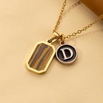 Personalizado Minimalista Cuadrado Imitación Ágata Piedra Collar con Inicial Cumpleaños Aniversario Regalo para Mujer
