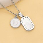 Personalizado Minimalista Cuadrado Imitación Ágata Piedra Collar con Inicial Cumpleaños Aniversario Regalo para Mujer