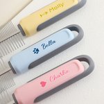 Gepersonaliseerde Paw Print Fish Bone Pet Dubbele Rij Kam met Naam Pet Salon Verjaardagscadeau voor huisdiereigenaren