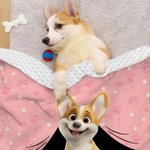 Personalized Cute 3D Cartoon Dog Multicolor Soft Throw Pet Blanket with Name Pet Birthday Adoption Anniversary Gift for Pet Lovers Owners
