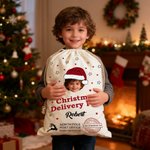 Personalized Christmas Hat Star Elk Large Drawstring Christmas Gift Bag with Name and Photo Christmas Party Gift for Kids Friends