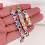 Personlig 1-12 Sukkerbitformet fødselssteiner Justerbart armbånd med Zirkon Jubileum Bursdag Julegave til kvinner Mamma Bestemor