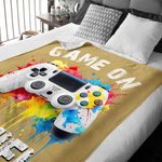 Personalised Gamepad Splatter Paint Soft Throw Blanket with Name and Title Home Decor Birthday Gift for Game Lover Kid