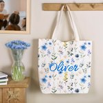 Henkilökohtainen Värikäs Wildflower Suuri kapasiteetti Canvas Kangas Kangaskassi nimi Päivittäinen käyttö Vuosipäivä Syntymäpäivä Lahja naisille Tytöt