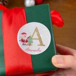 Personalised Santa Claus Initial Glitter Waterproof Stickers Labels with Name Gift Decor Christmas Party Favors for Family Friends