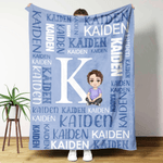 Couverture Douce Personnalisée avec Personnage de Dessin Animé Nom et Initiale Décoration Maison Cadeau d’Anniversaire pour Famille et Amis