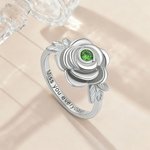 Personalized Birthstone Rose Flower Urn Ring with Engraved Text Cremation Jewelry for Ashes of Loved Ones Memorial Gift for Women