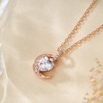 Collana personalizzata con stella di luna crescente in zircone e pietra di nascita a forma di cuore Squisiti gioielli Regalo di Natale e compleanno per ragazza e donna