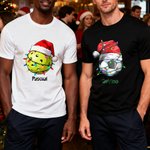 Personalized Christmas Hat Sports Ball Multicolour Adult T-shirt Sweatshirt Hoodie with Name Christmas Team Day Gift for Family Friends
