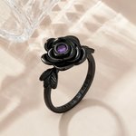 Personalized Birthstone Rose Flower Urn Ring with Engraved Text Cremation Jewelry for Ashes of Loved Ones Memorial Gift for Women