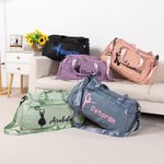 Personalized Glitter Ballet Silhouette Name Waterproof Large Travel Duffle Bag with Shoe Compartment and Shoulder Strap Birthday Gift for Dance Lovers