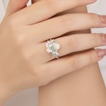 Personalized Birthstone Rose Flower Urn Ring with Engraved Text Cremation Jewelry for Ashes of Loved Ones Memorial Gift for Women