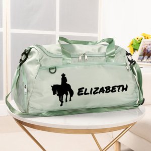 Borsone da viaggio grande con scomparti multipli e tracolla Regalo di compleanno equestre per gli amanti dei cavalli, personalizzato con design equestre