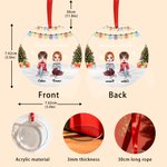 Personalized 2-5 Cartoon Characters Snowflake Acrylic Ornament with Name and Lanyard Christmas Tree Home Decor Christmas Gift for Sisters Besties