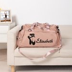 Personalized Glitter Ballet Silhouette Name Waterproof Large Travel Duffle Bag with Shoe Compartment and Shoulder Strap Birthday Gift for Dance Lovers