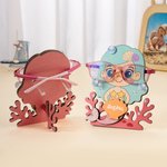 Personalized Coral Shell Cute Mermaid Design Kid's Eyeglass Holder Stand with Name Desk Decor Birthday Gift for Girls