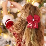 Personalized Cartoon Character Snowflake Santa Claus Sweets Cane Initial Bow Hairpin with Name Cute Accessories Christmas Party Gift