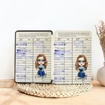 Personalized Cartoon Character Retro Library Card Portable Kindle Case with Name and Hand Strap Christmas Birthday Gift for Book Lovers Bookworms